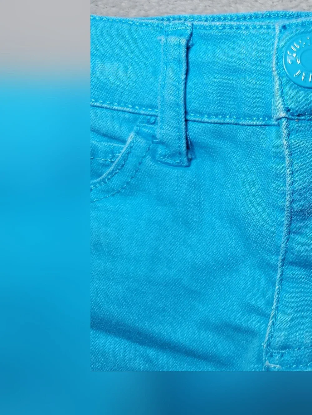 Justice Girls Turquoise Blue Denim Shorts Size 7 Frayed Raw Hem